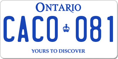 ON license plate CACO081