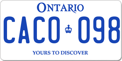 ON license plate CACO098