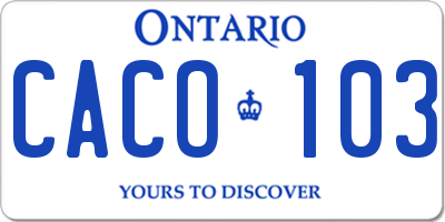 ON license plate CACO103