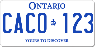 ON license plate CACO123