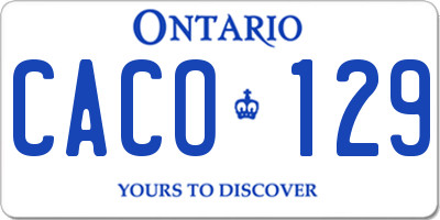 ON license plate CACO129