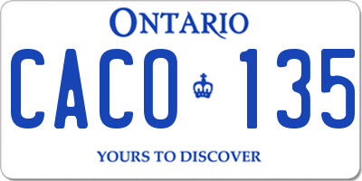 ON license plate CACO135