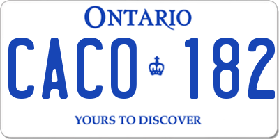 ON license plate CACO182