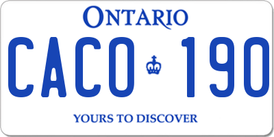 ON license plate CACO190