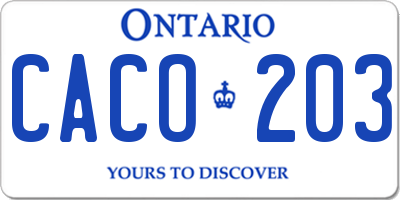 ON license plate CACO203