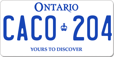 ON license plate CACO204