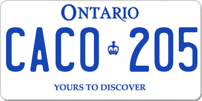 ON license plate CACO205