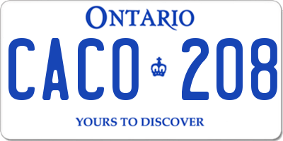 ON license plate CACO208