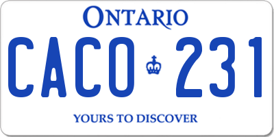 ON license plate CACO231