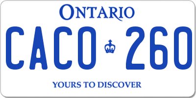 ON license plate CACO260