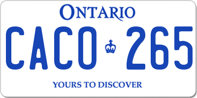 ON license plate CACO265