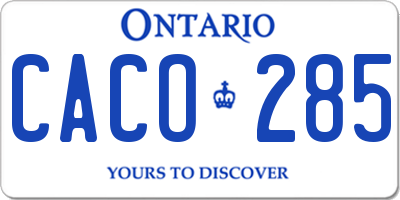 ON license plate CACO285