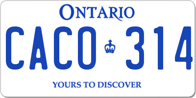 ON license plate CACO314