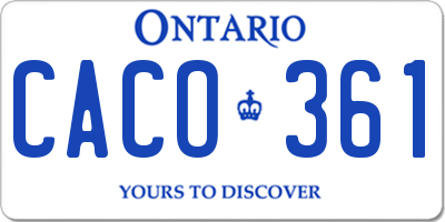 ON license plate CACO361