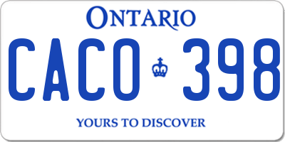 ON license plate CACO398