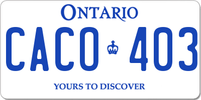 ON license plate CACO403