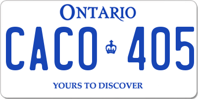 ON license plate CACO405