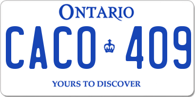 ON license plate CACO409