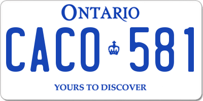 ON license plate CACO581