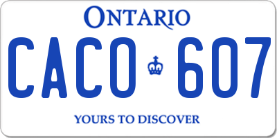 ON license plate CACO607