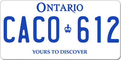 ON license plate CACO612