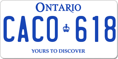 ON license plate CACO618