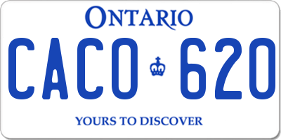 ON license plate CACO620