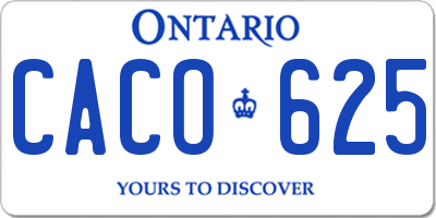 ON license plate CACO625