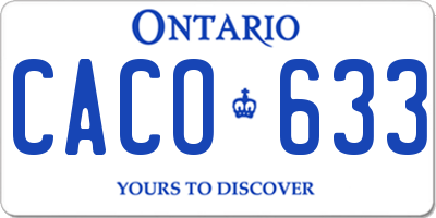 ON license plate CACO633