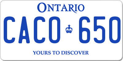 ON license plate CACO650