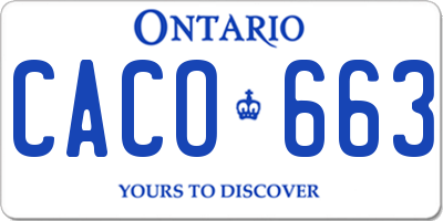 ON license plate CACO663