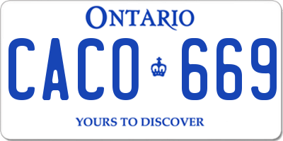 ON license plate CACO669