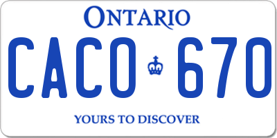 ON license plate CACO670