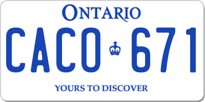 ON license plate CACO671