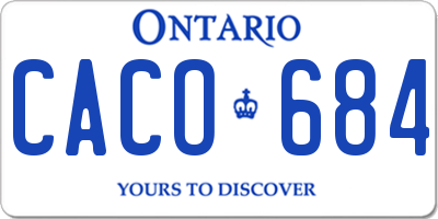 ON license plate CACO684