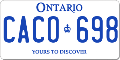 ON license plate CACO698