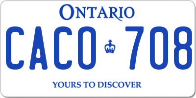 ON license plate CACO708