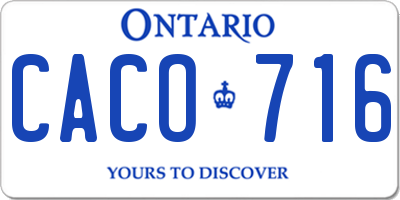 ON license plate CACO716