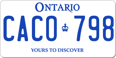 ON license plate CACO798