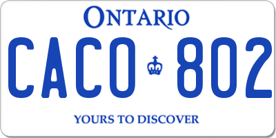 ON license plate CACO802