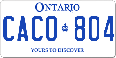 ON license plate CACO804