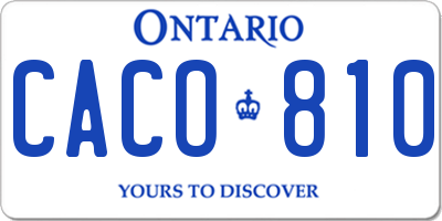 ON license plate CACO810