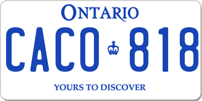 ON license plate CACO818