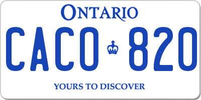 ON license plate CACO820