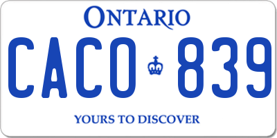 ON license plate CACO839