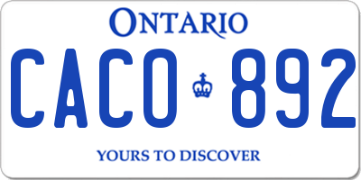 ON license plate CACO892