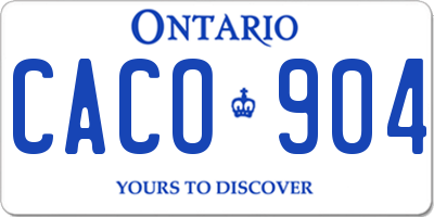 ON license plate CACO904