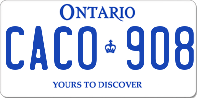 ON license plate CACO908