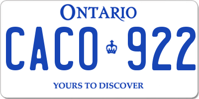 ON license plate CACO922