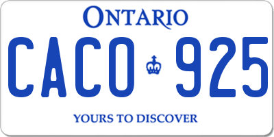 ON license plate CACO925